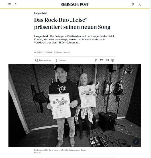 Ein Bericht über LEISE in der Rheinischen Post zur neuen Single Gift